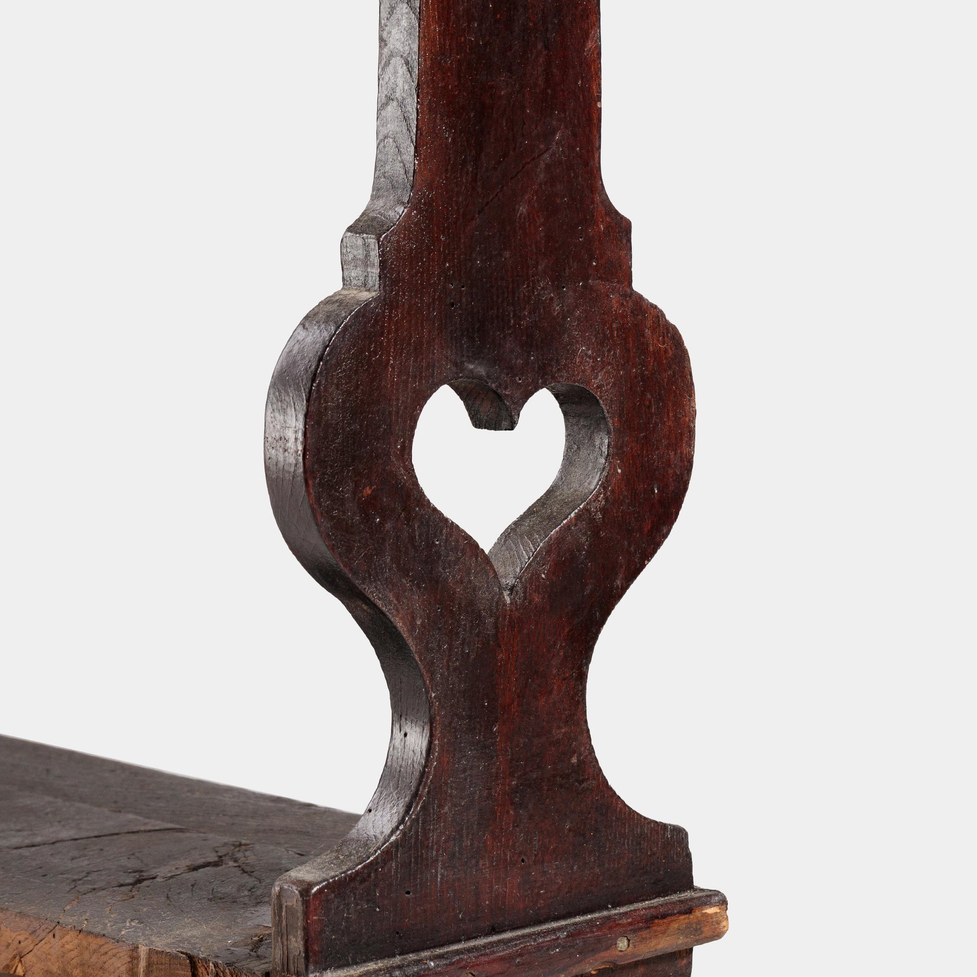 Convent Bench with Heart Details Late 19th Century