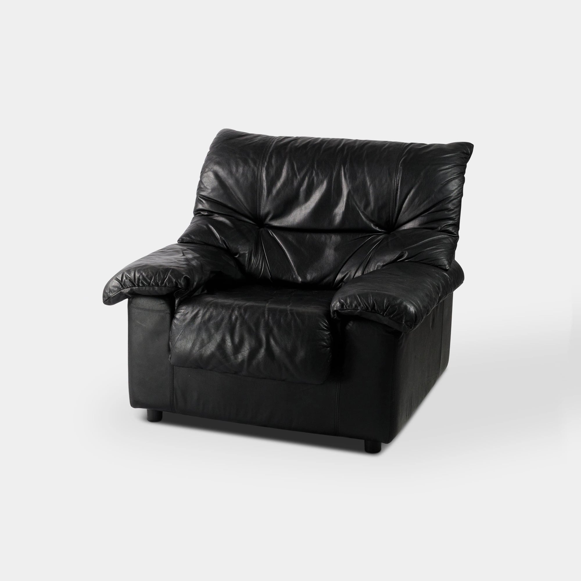 Black Leather Armchair 1980s