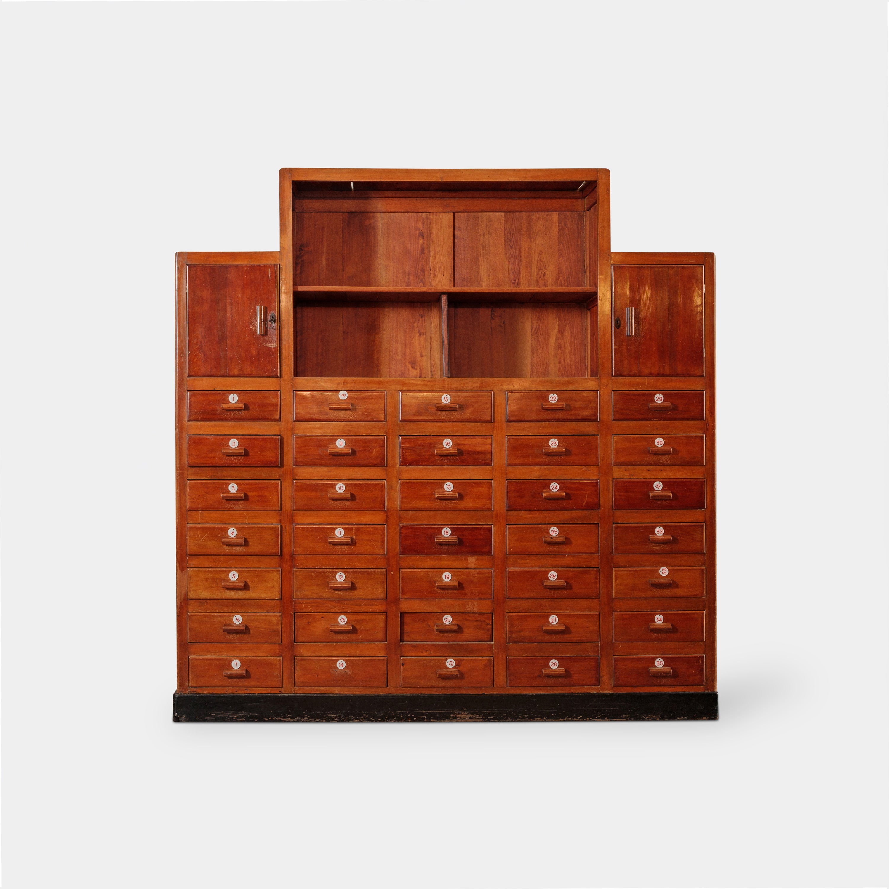 Cherry Wood Filing Cabinet 1970s